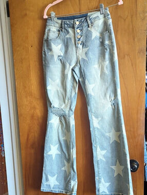 FANMOM Flare Leg Star Print Jeans